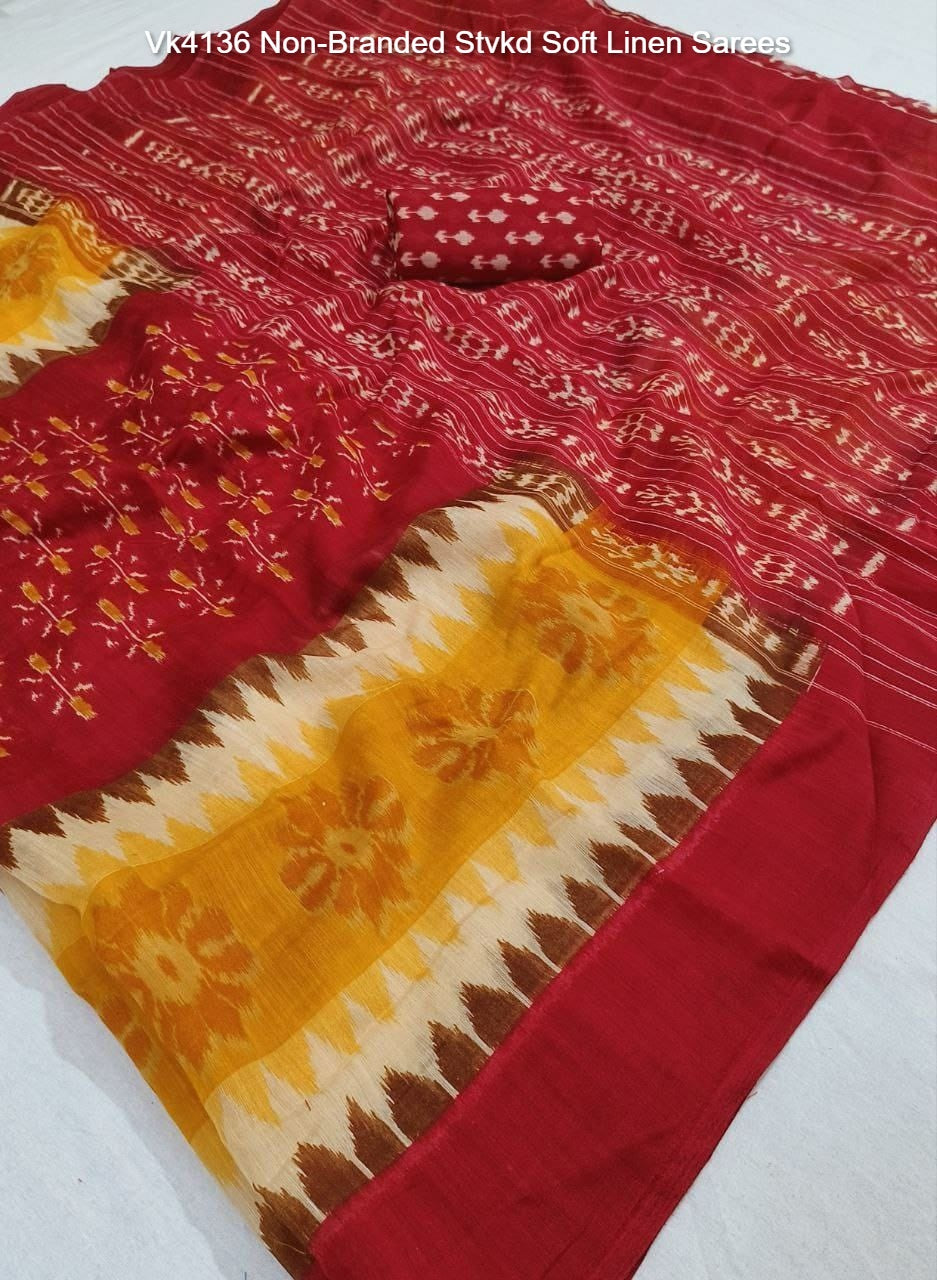 Vk4136 Non-Branded Stvkd Soft Linen Sarees
