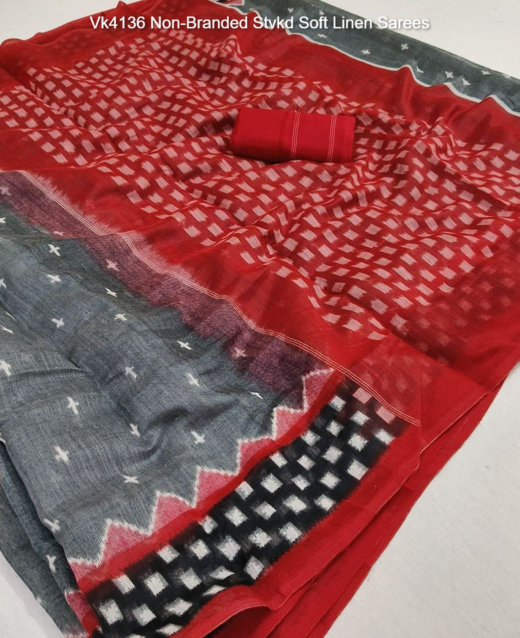 Vk4136 Non-Branded Stvkd Soft Linen Sarees