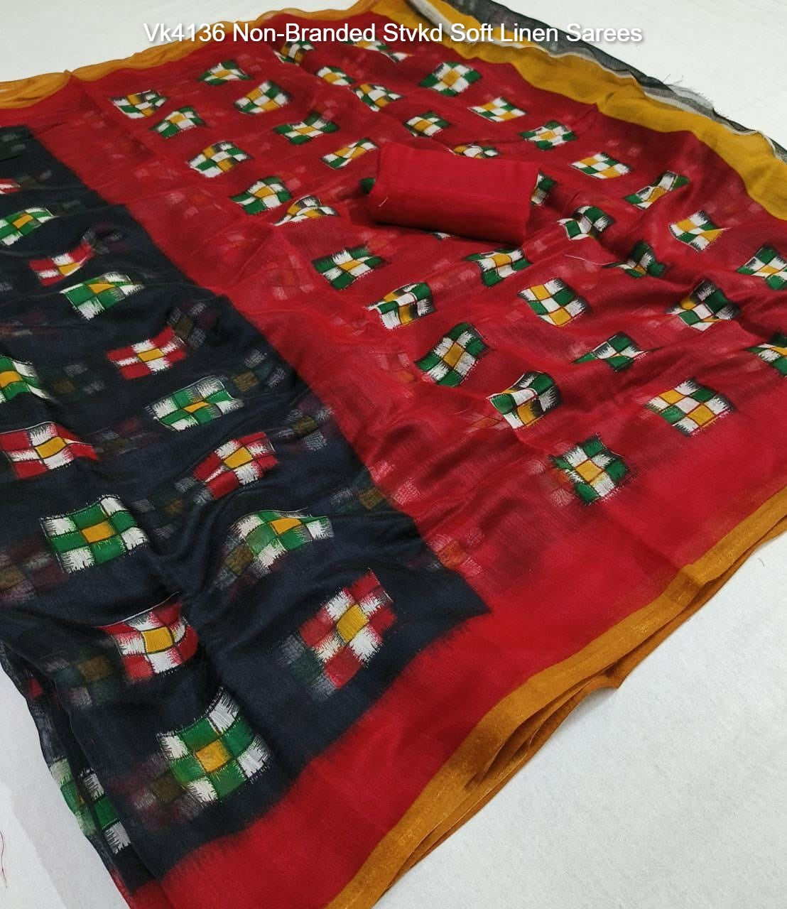 Vk4136 Non-Branded Stvkd Soft Linen Sarees