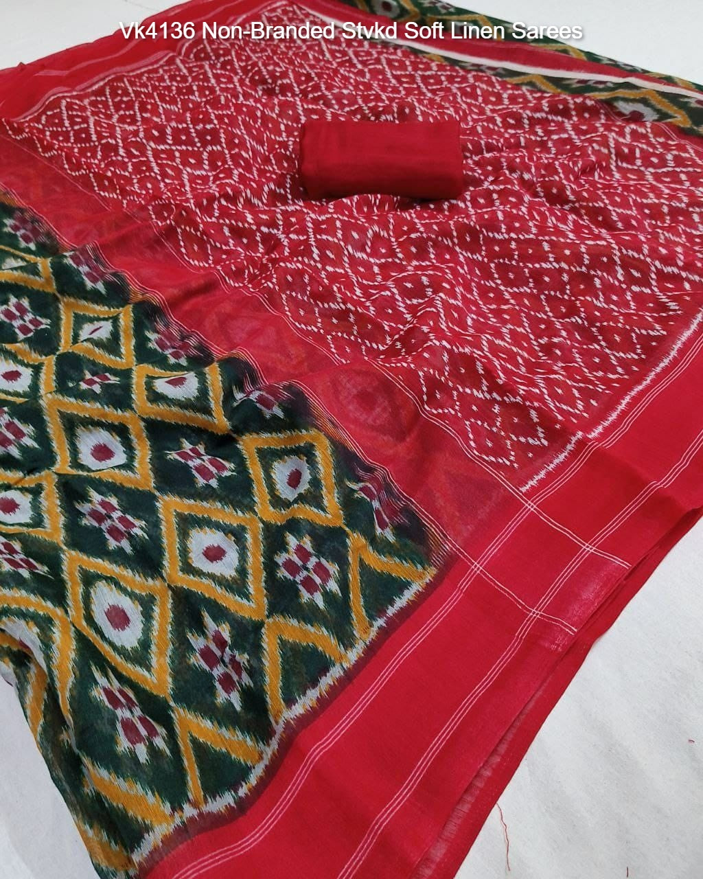 Vk4136 Non-Branded Stvkd Soft Linen Sarees