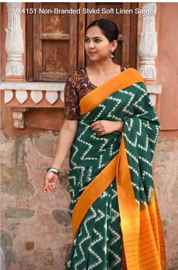 Vk4151 Non-Branded Stvkd Soft Linen Sarees