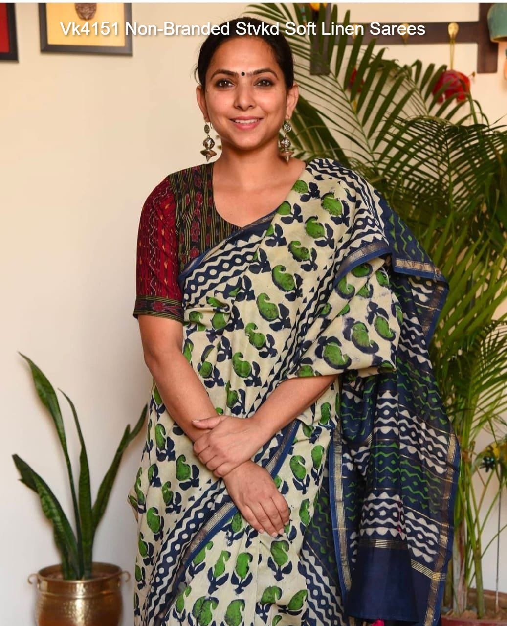 Vk4151 Non-Branded Stvkd Soft Linen Sarees