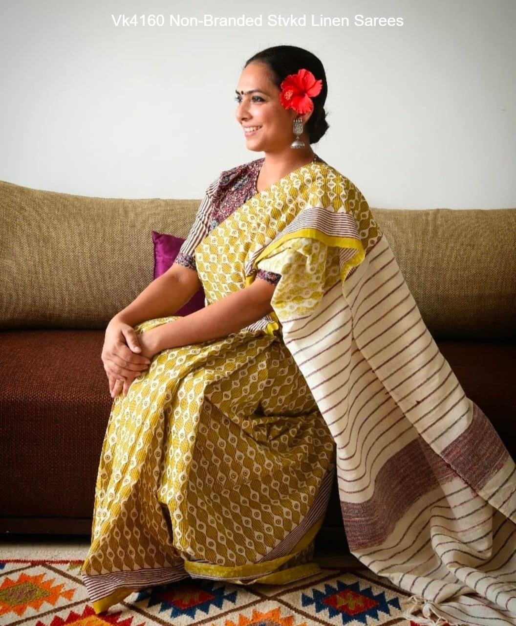 Vk4160 Non-Branded Stvkd Linen Sarees