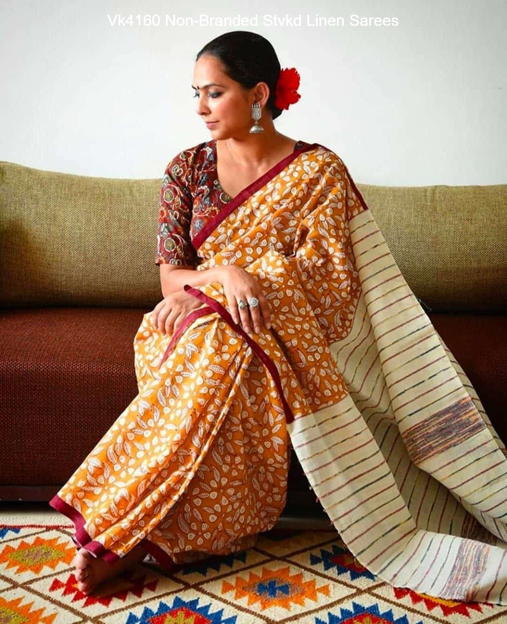 Vk4160 Non-Branded Stvkd Linen Sarees