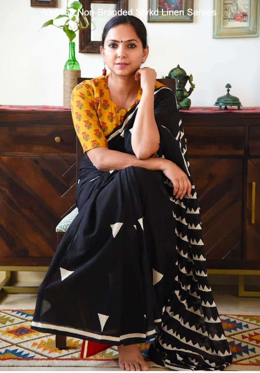 Vk4160 Non-Branded Stvkd Linen Sarees