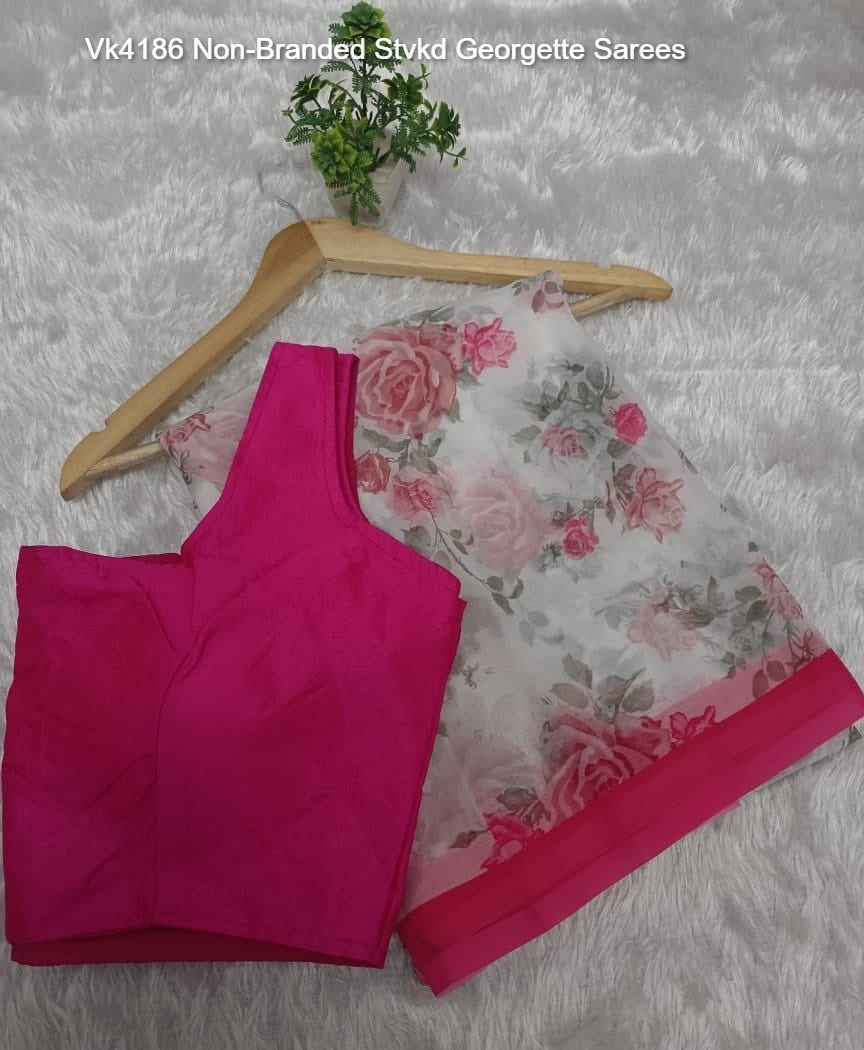 Vk4186 Non-Branded Stvkd Georgette Sarees