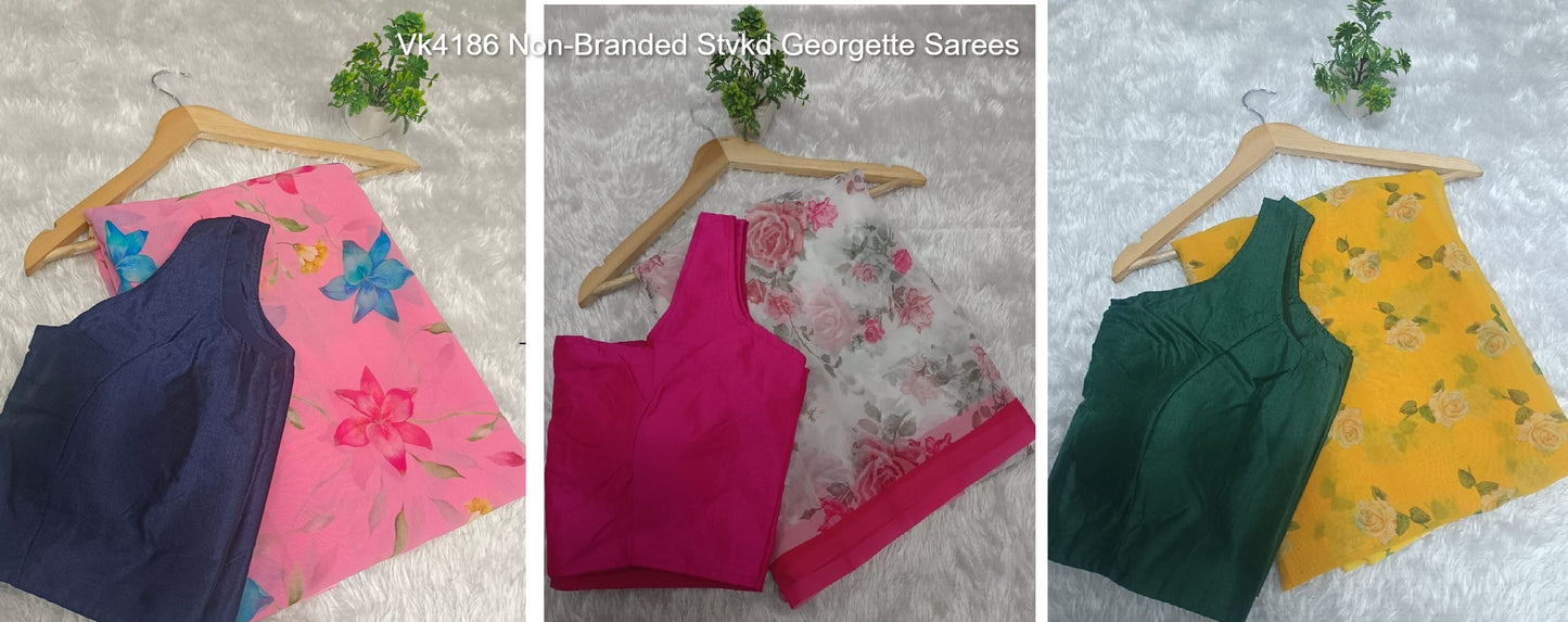 Vk4186 Non-Branded Stvkd Georgette Sarees