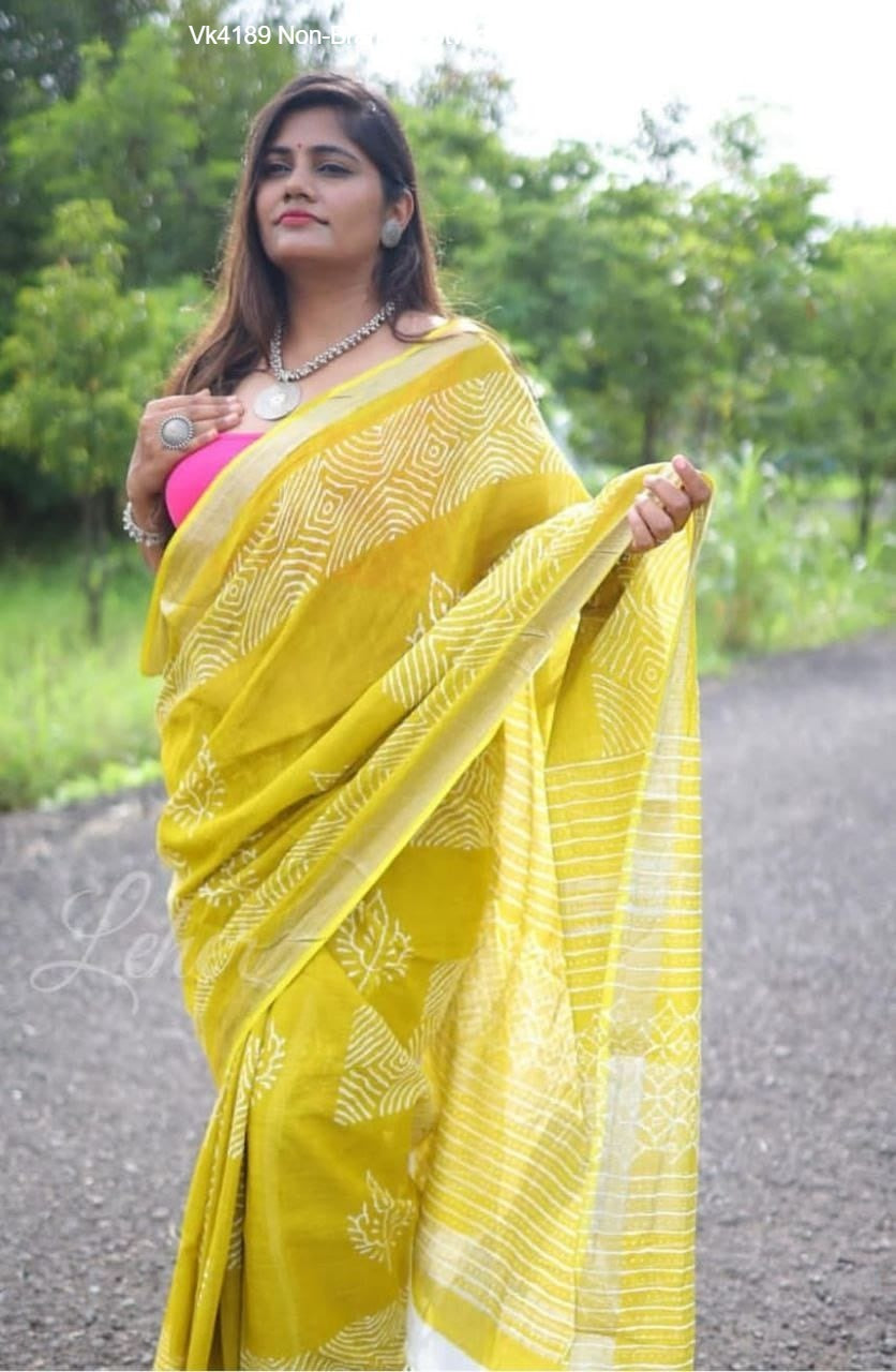 Vk4189 Non-Branded Stvkd Linen Sarees