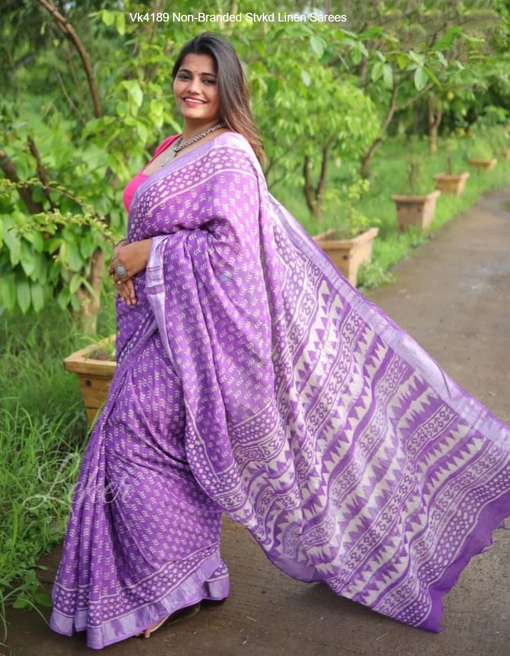 Vk4189 Non-Branded Stvkd Linen Sarees