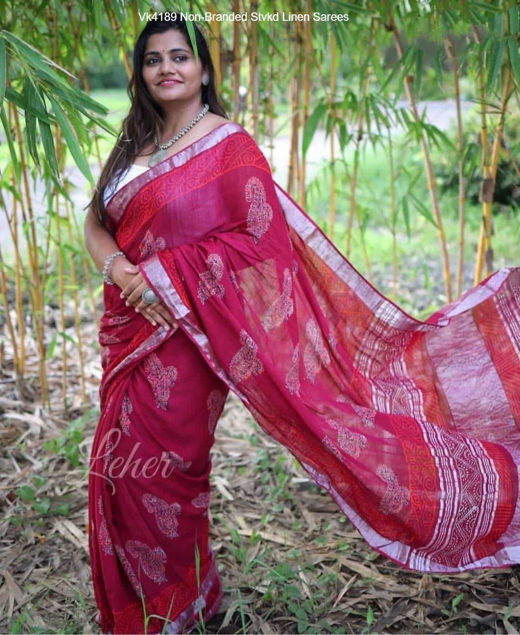 Vk4189 Non-Branded Stvkd Linen Sarees
