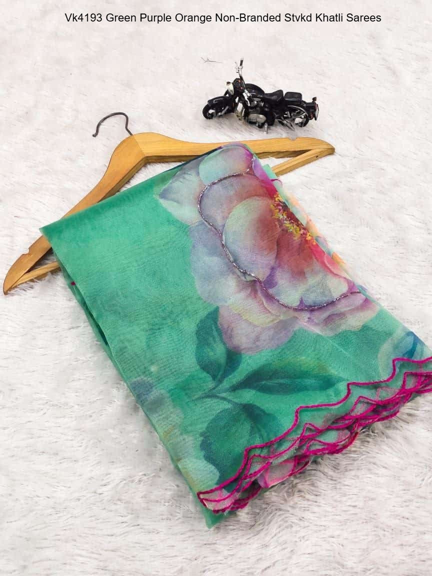 Vk4193 Green Purple Orange Non-Branded Stvkd Khatli Sarees