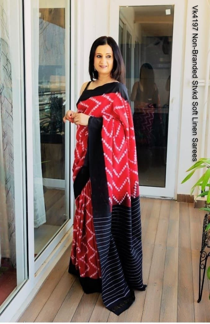 Vk4197 Non-Branded Stvkd Soft Linen Sarees