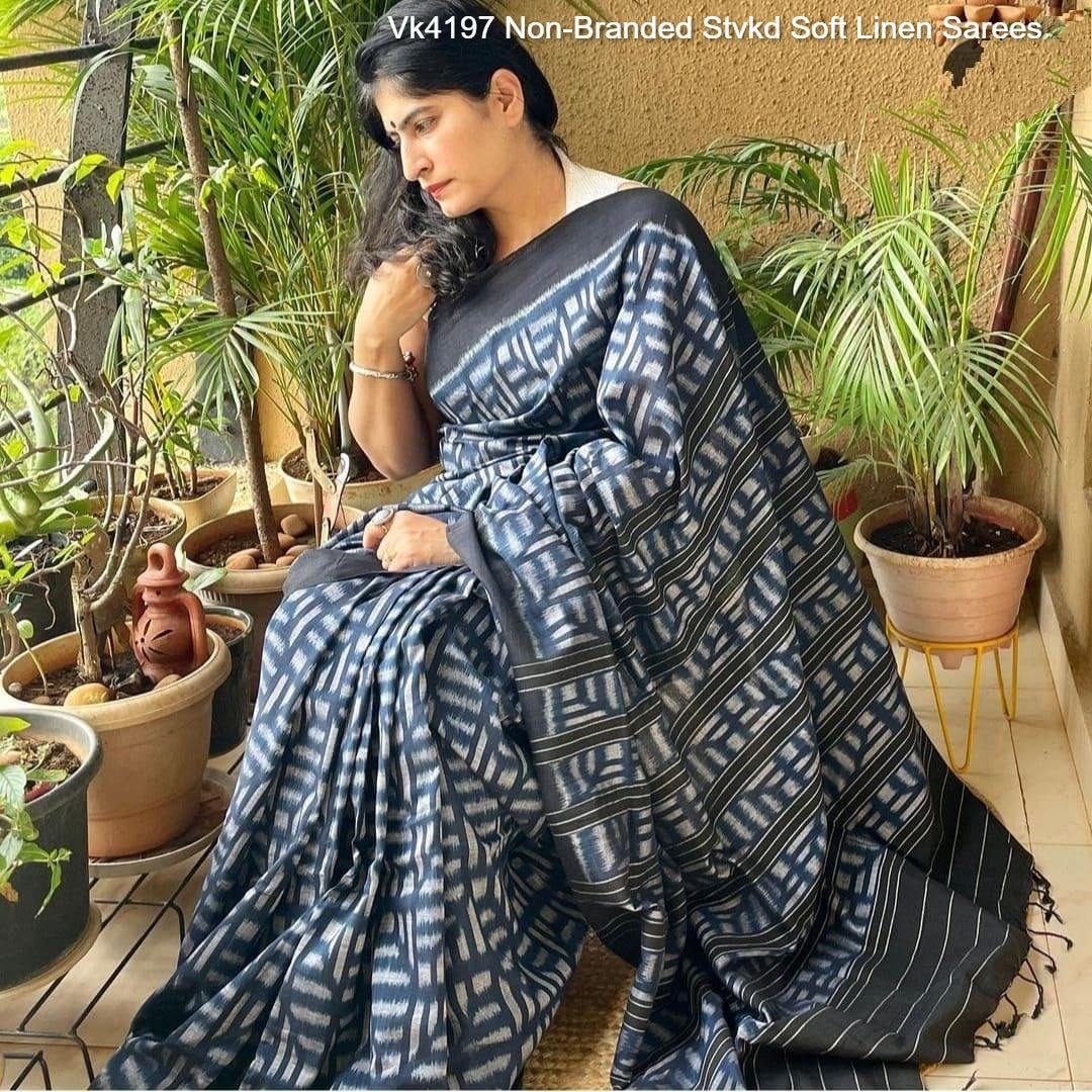 Vk4197 Non-Branded Stvkd Soft Linen Sarees