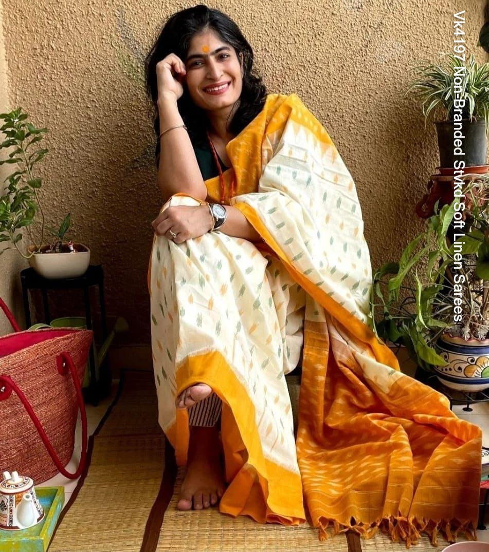 Vk4197 Non-Branded Stvkd Soft Linen Sarees