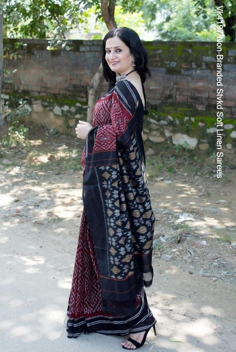 Vk4197 Non-Branded Stvkd Soft Linen Sarees