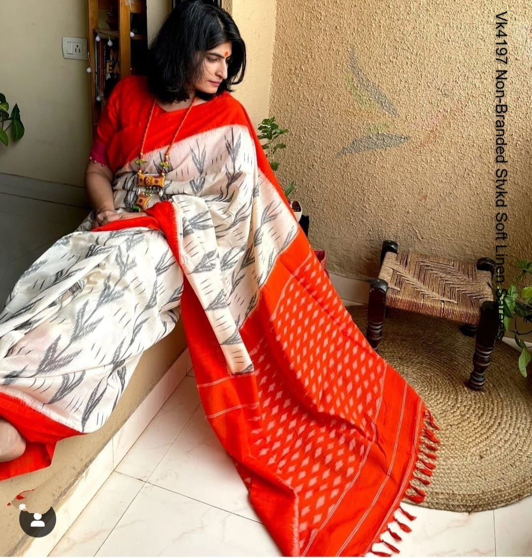 Vk4197 Non-Branded Stvkd Soft Linen Sarees
