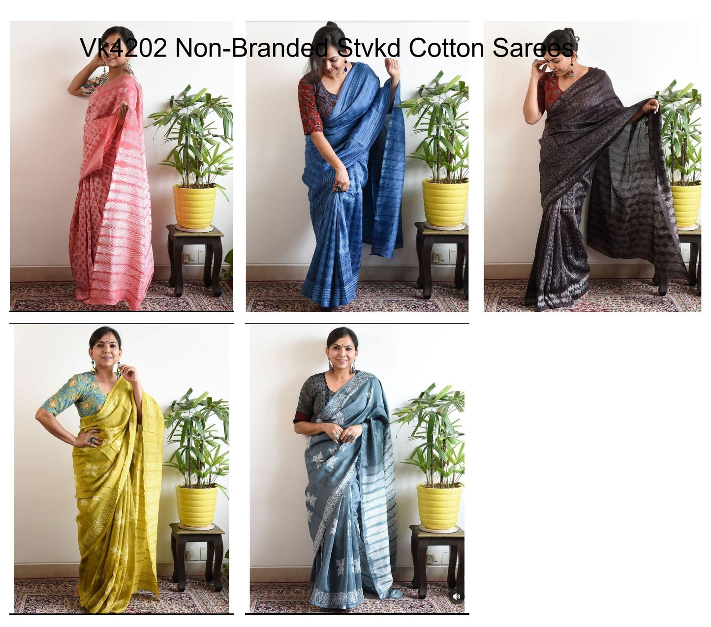 Vk4202 Non-Branded Stvkd Cotton Sarees