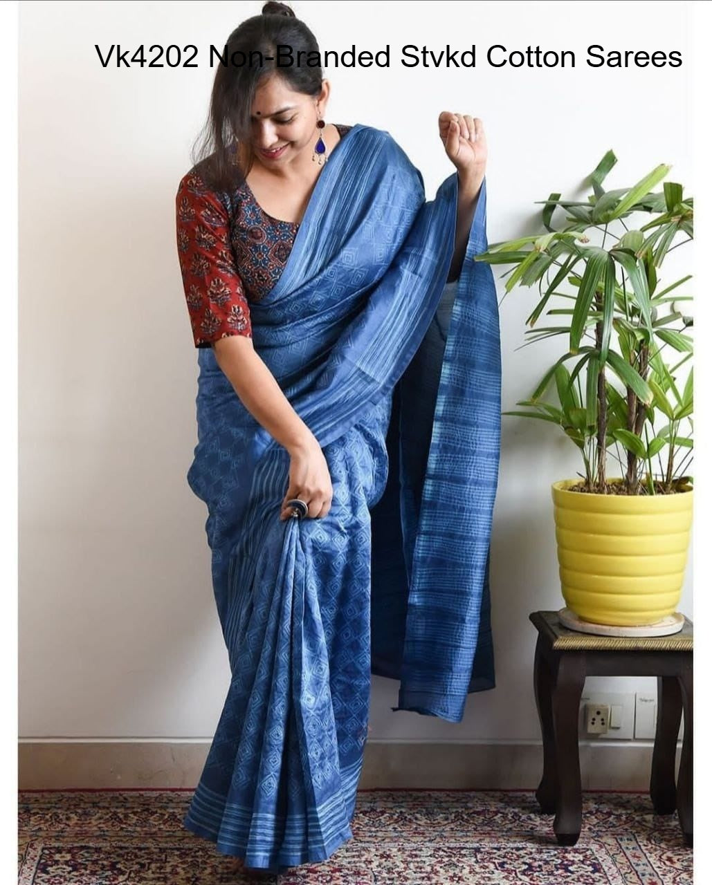 Vk4202 Non-Branded Stvkd Cotton Sarees