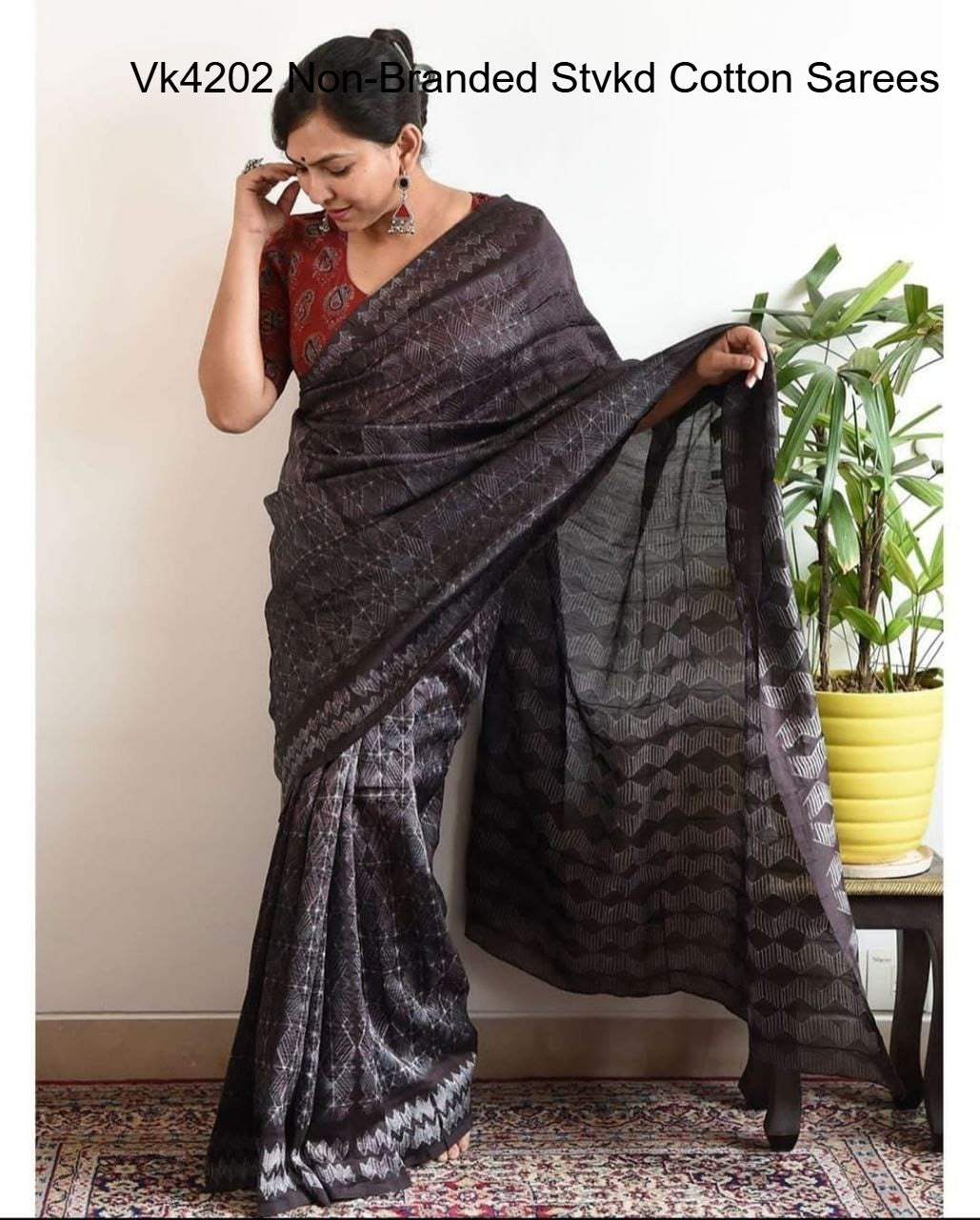 Vk4202 Non-Branded Stvkd Cotton Sarees