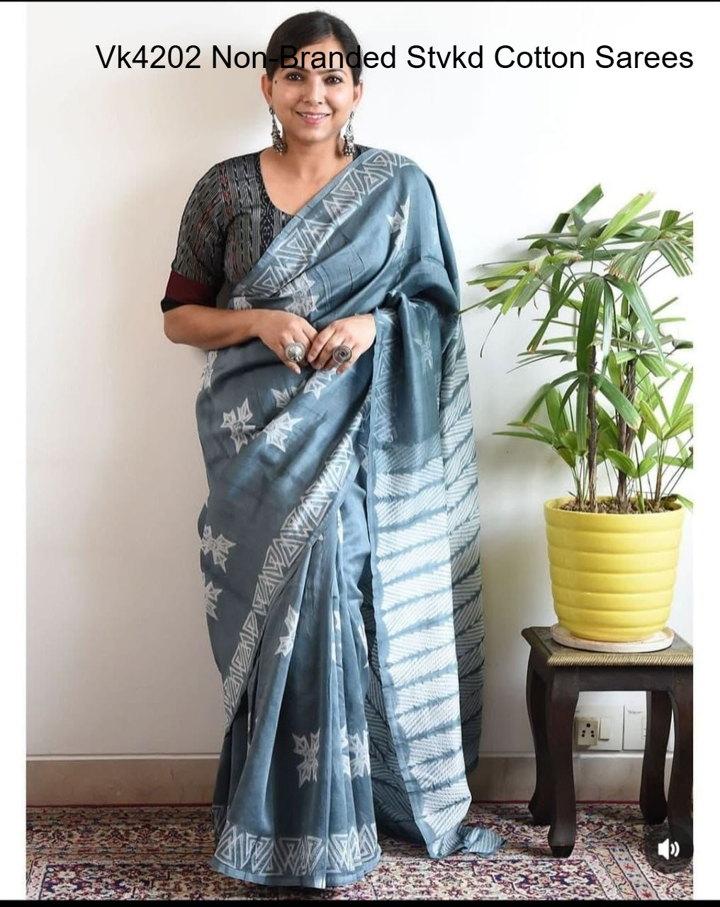 Vk4202 Non-Branded Stvkd Cotton Sarees