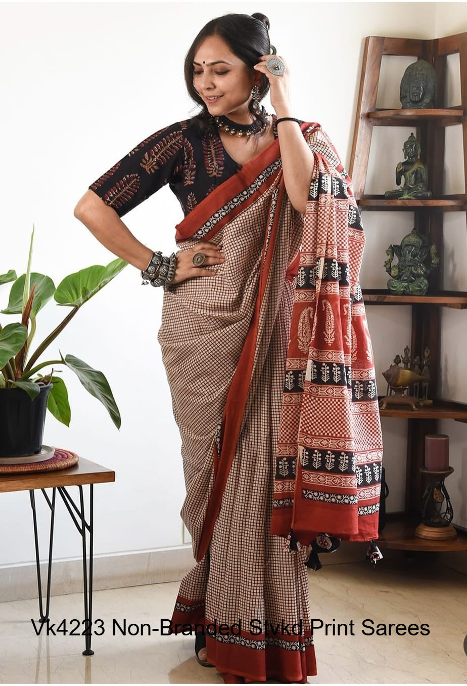 Vk4223 Non-Branded Stvkd Print Sarees