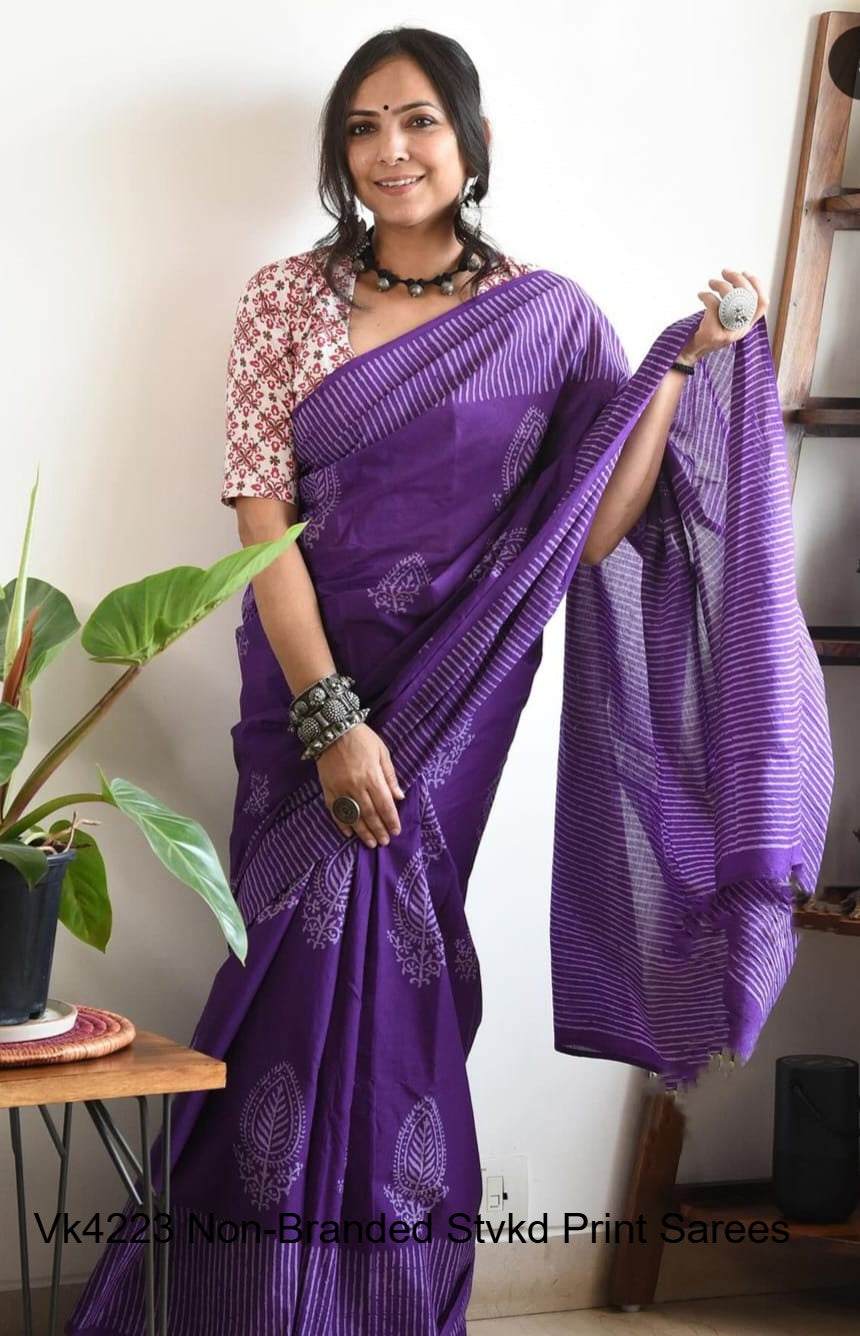 Vk4223 Non-Branded Stvkd Print Sarees