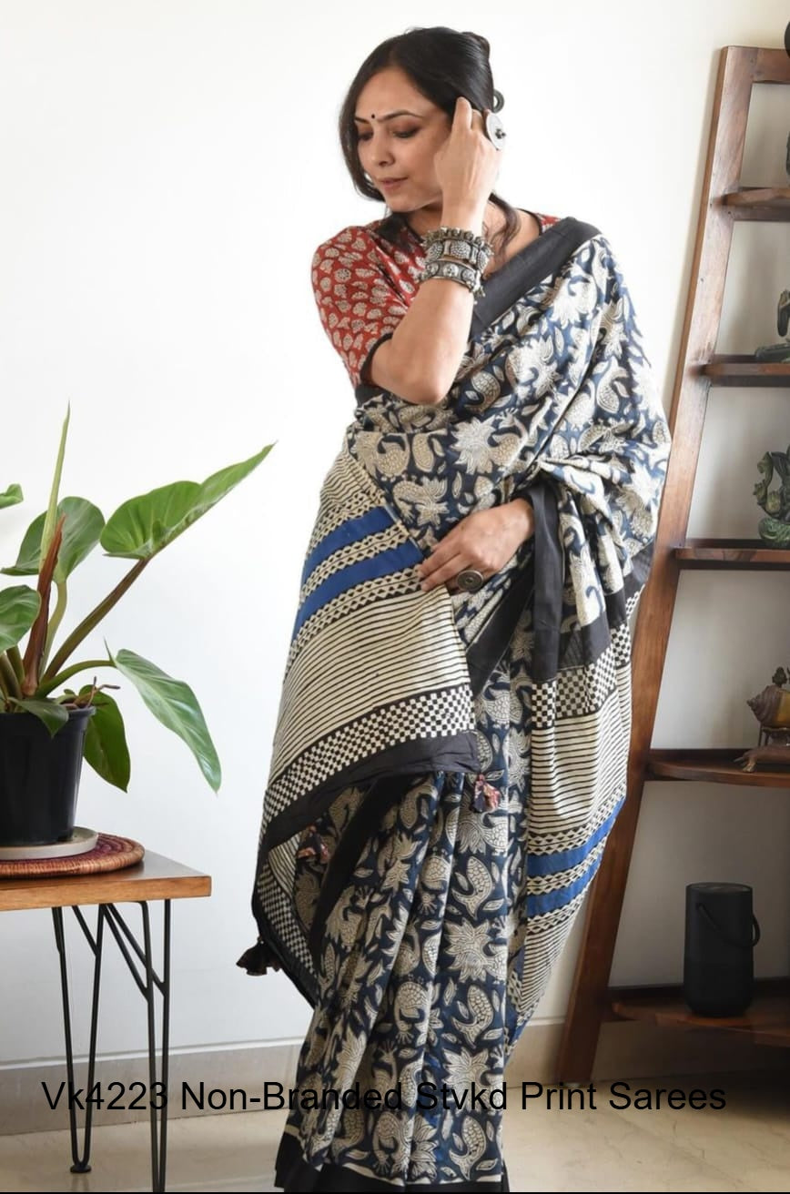 Vk4223 Non-Branded Stvkd Print Sarees