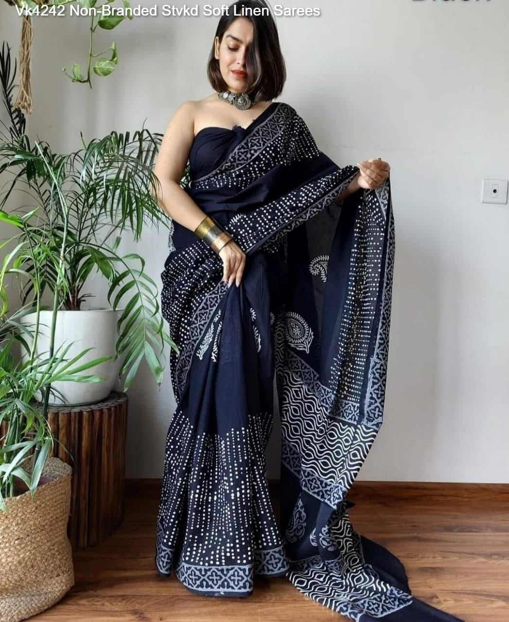 Vk4242 Non-Branded Stvkd Soft Linen Sarees