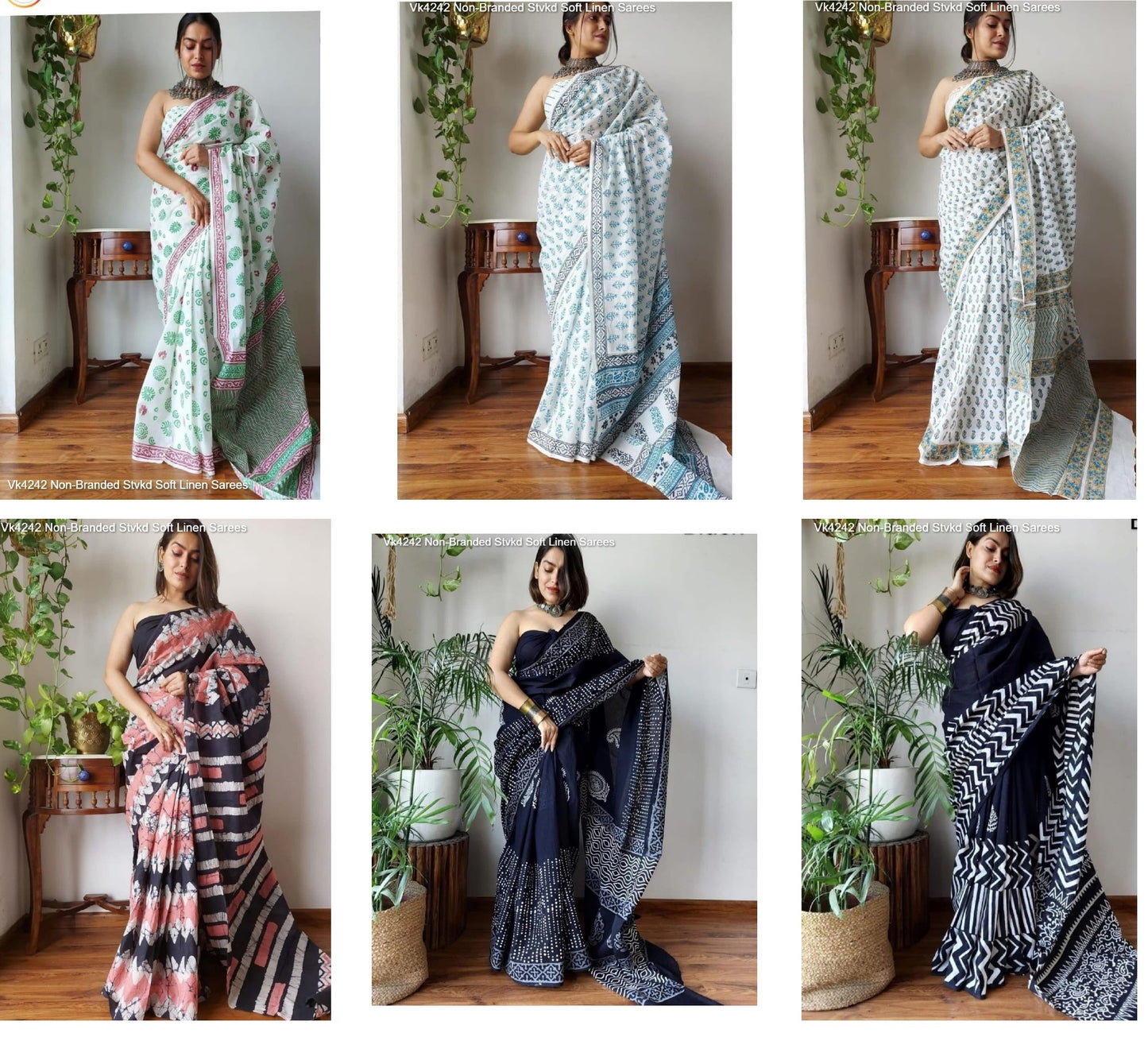 Vk4242 Non-Branded Stvkd Soft Linen Sarees