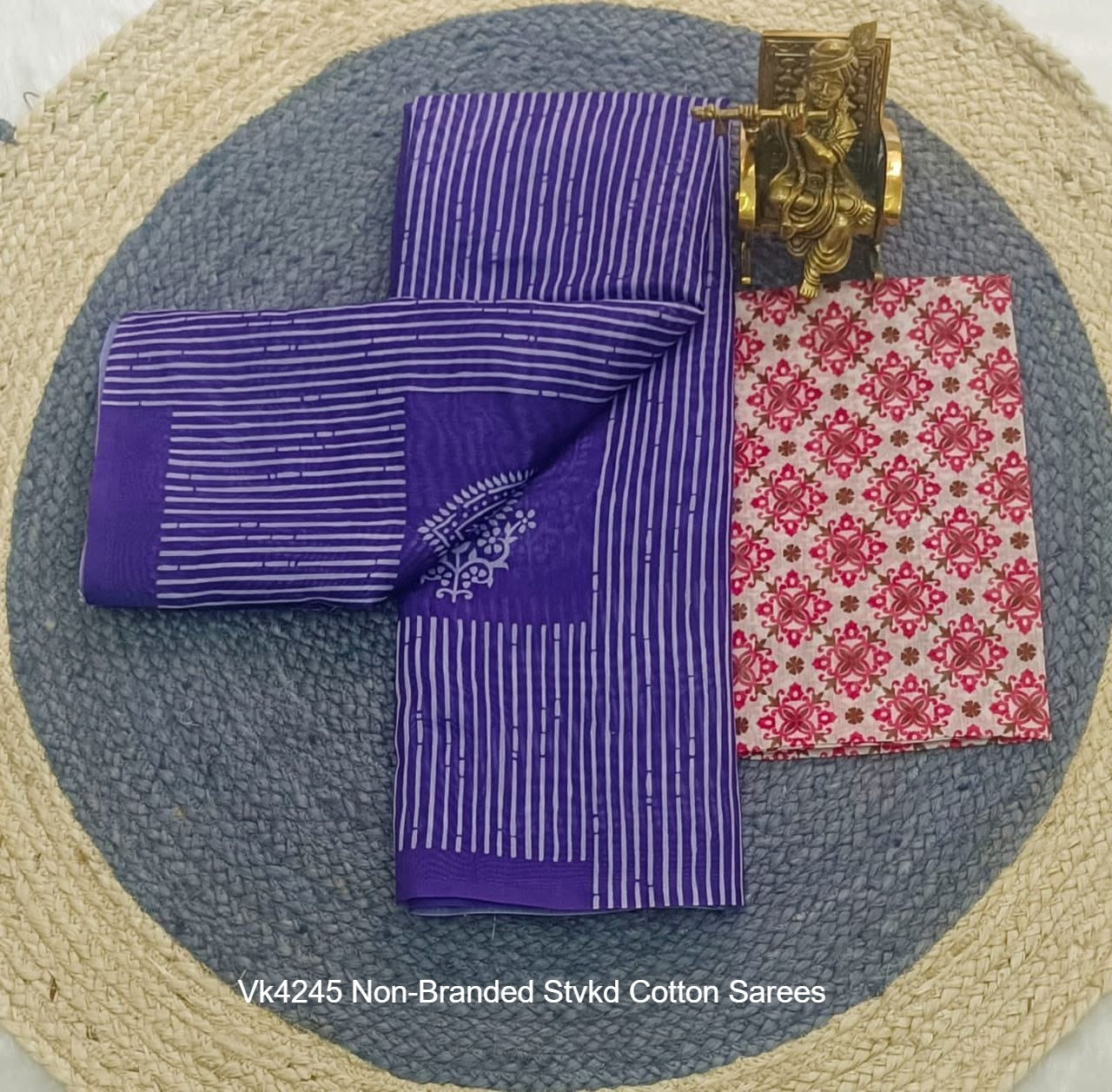Vk4245 Non-Branded Stvkd Cotton Sarees