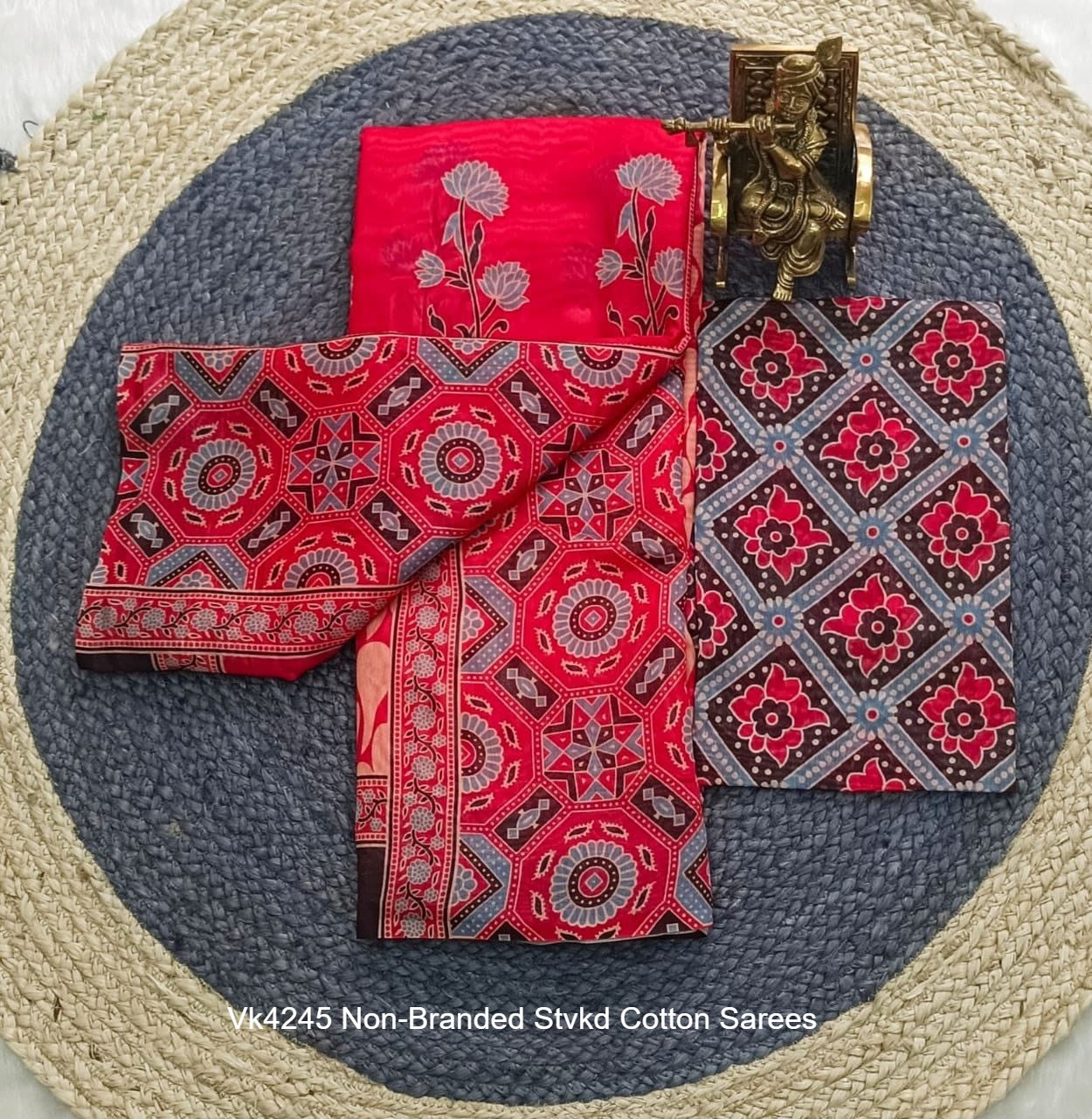 Vk4245 Non-Branded Stvkd Cotton Sarees