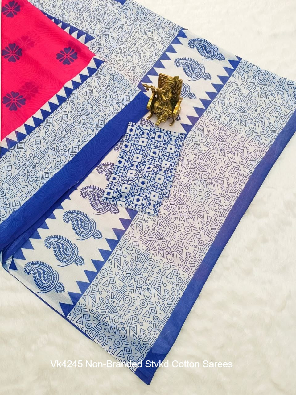 Vk4245 Non-Branded Stvkd Cotton Sarees