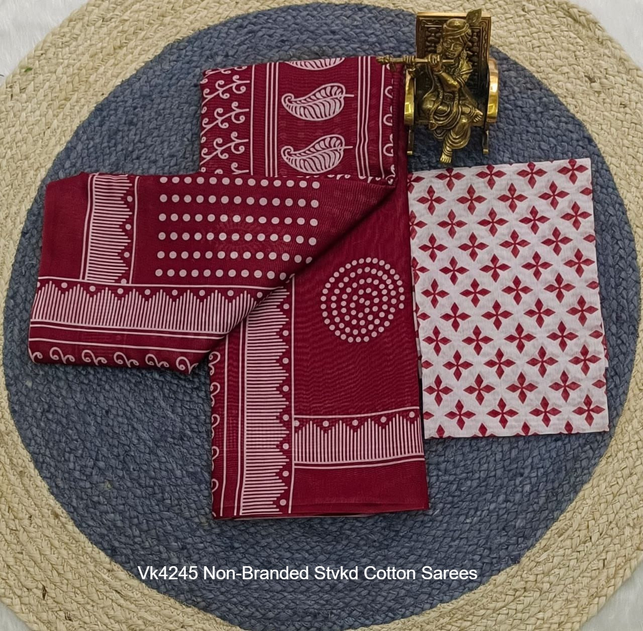 Vk4245 Non-Branded Stvkd Cotton Sarees