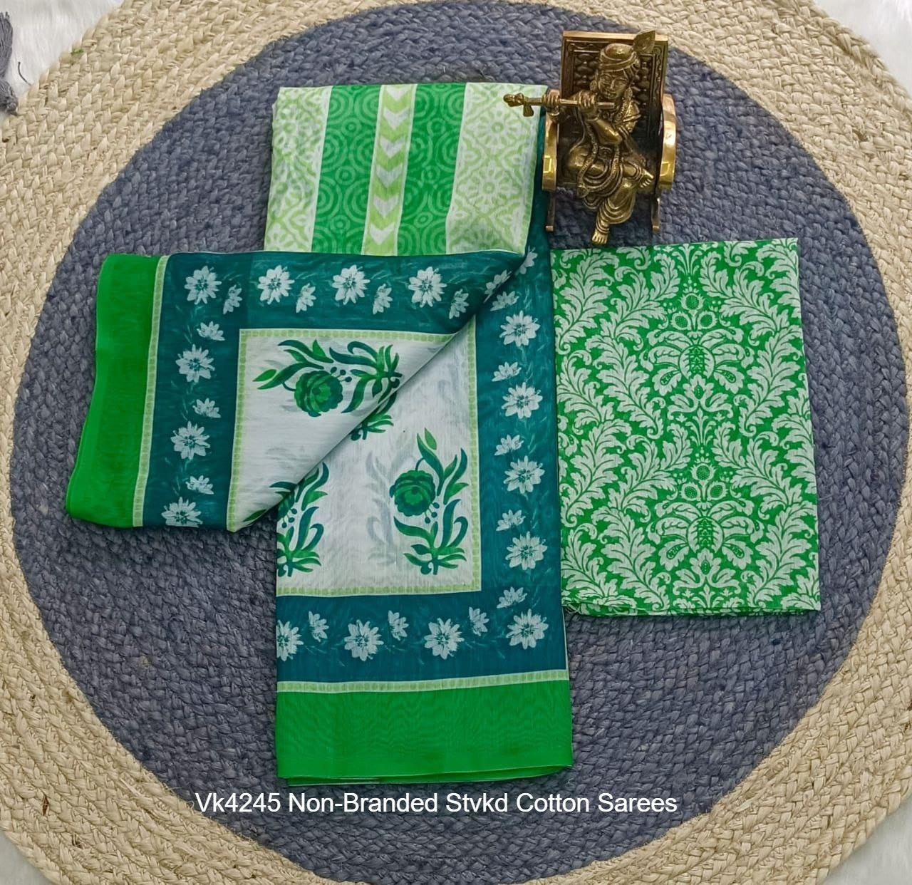 Vk4245 Non-Branded Stvkd Cotton Sarees