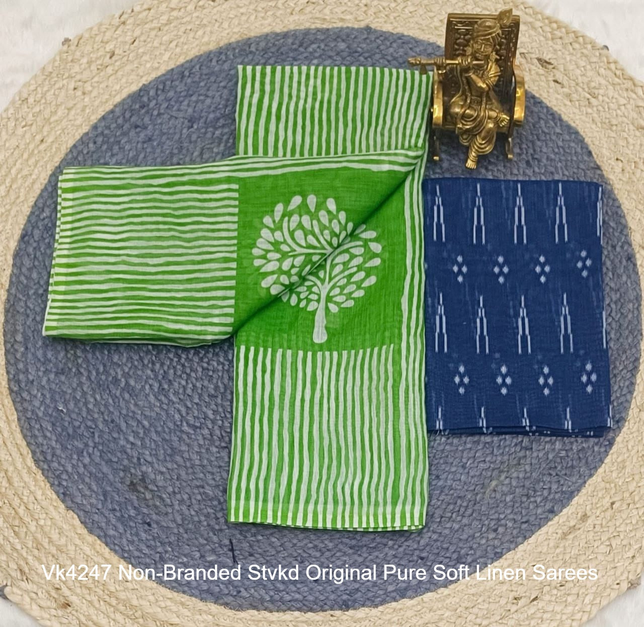 Vk4247 Non-Branded Stvkd Original Pure Soft Linen Sarees