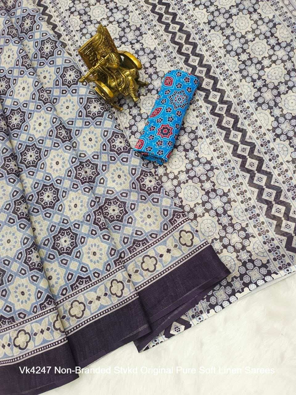 Vk4247 Non-Branded Stvkd Original Pure Soft Linen Sarees