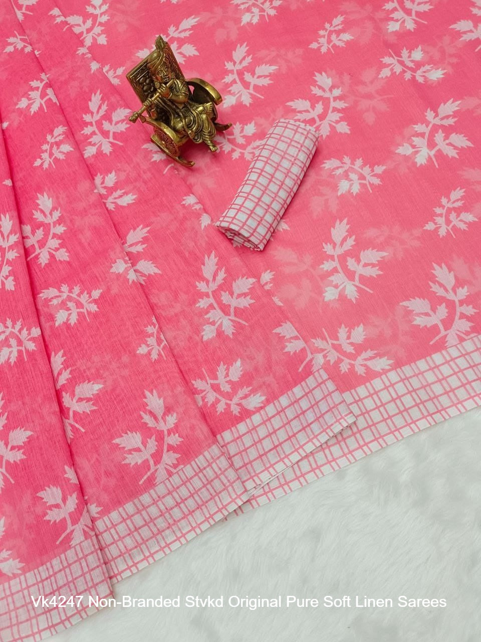 Vk4247 Non-Branded Stvkd Original Pure Soft Linen Sarees