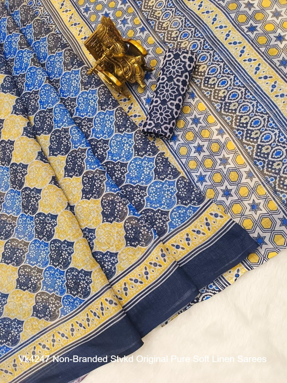 Vk4247 Non-Branded Stvkd Original Pure Soft Linen Sarees