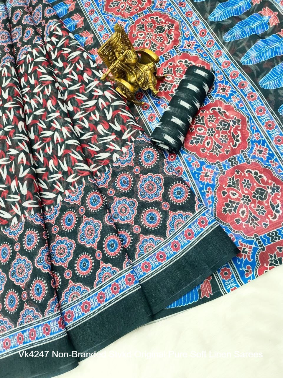 Vk4247 Non-Branded Stvkd Original Pure Soft Linen Sarees