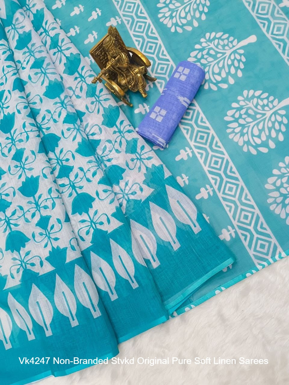 Vk4247 Non-Branded Stvkd Original Pure Soft Linen Sarees