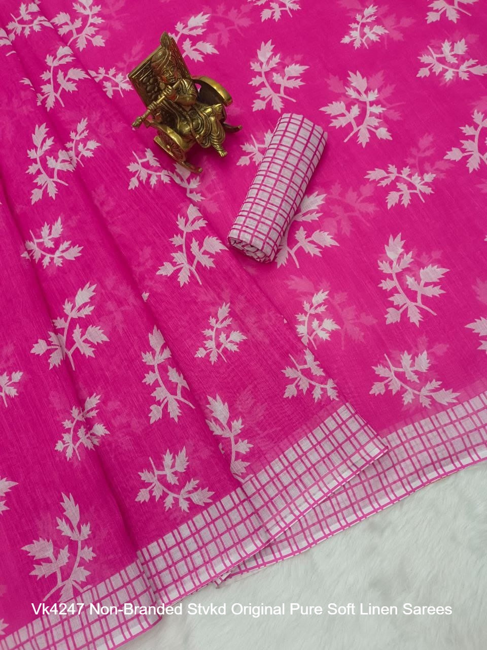 Vk4247 Non-Branded Stvkd Original Pure Soft Linen Sarees