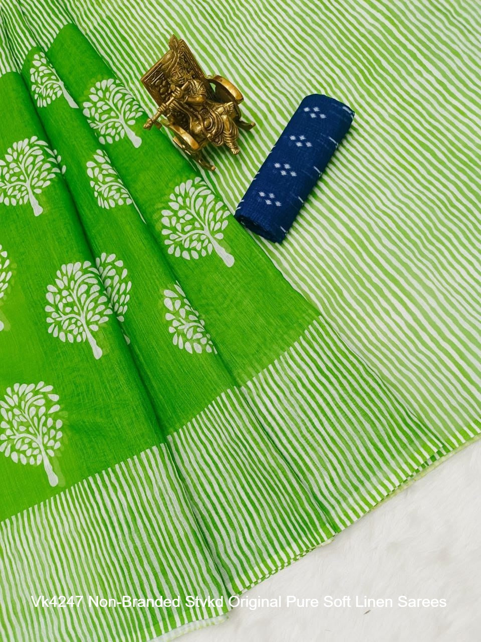 Vk4247 Non-Branded Stvkd Original Pure Soft Linen Sarees