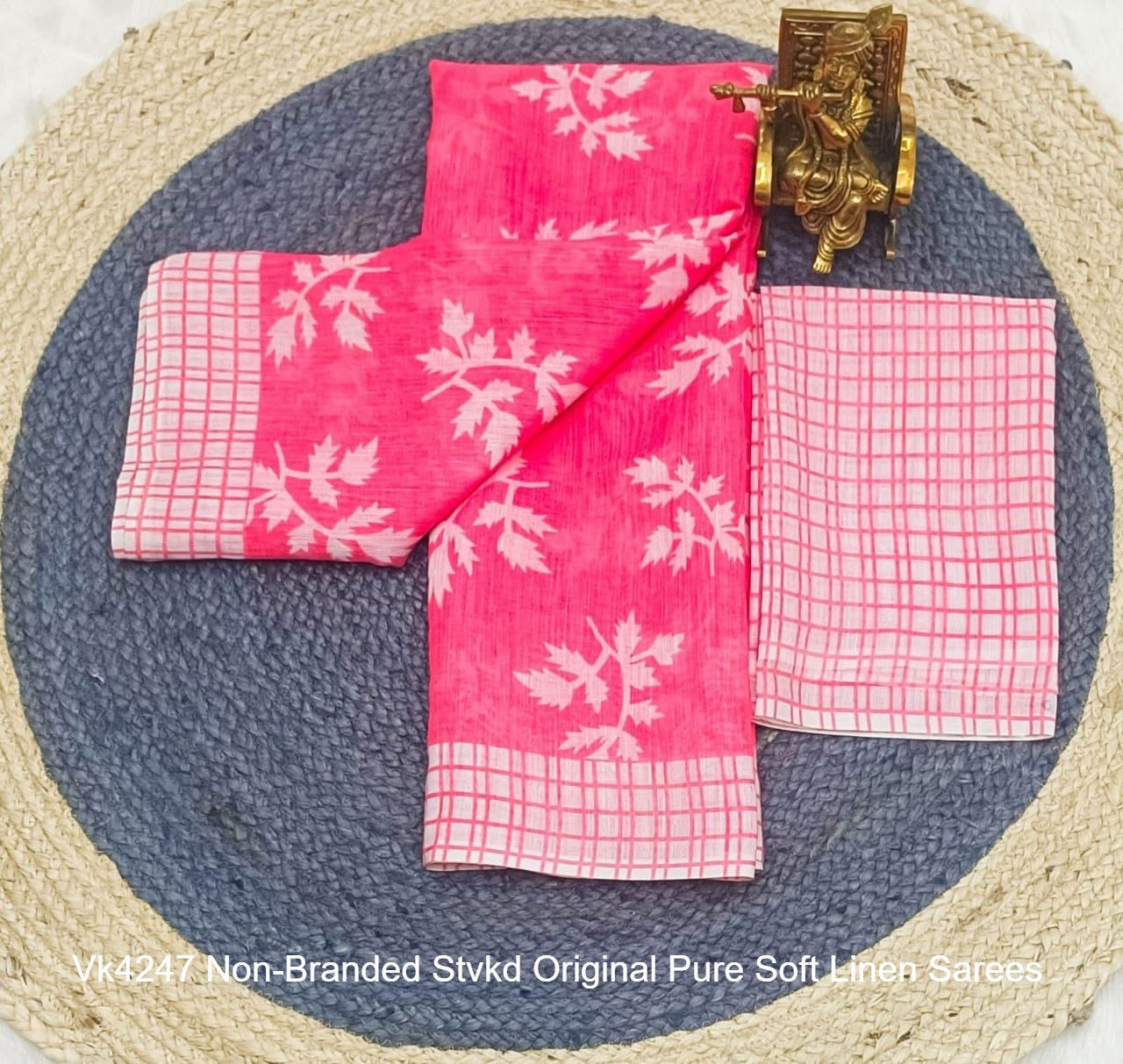 Vk4247 Non-Branded Stvkd Original Pure Soft Linen Sarees