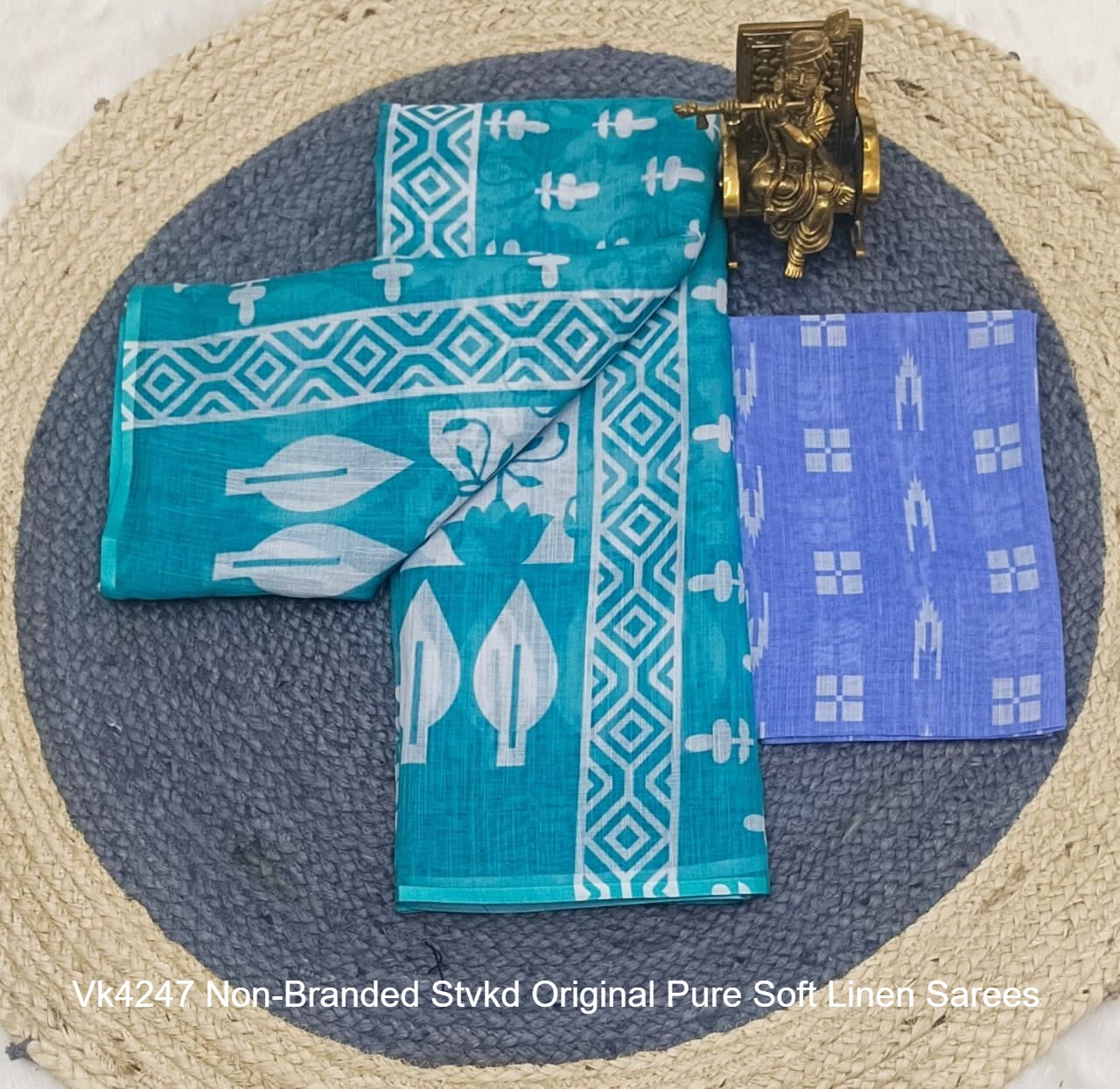 Vk4247 Non-Branded Stvkd Original Pure Soft Linen Sarees