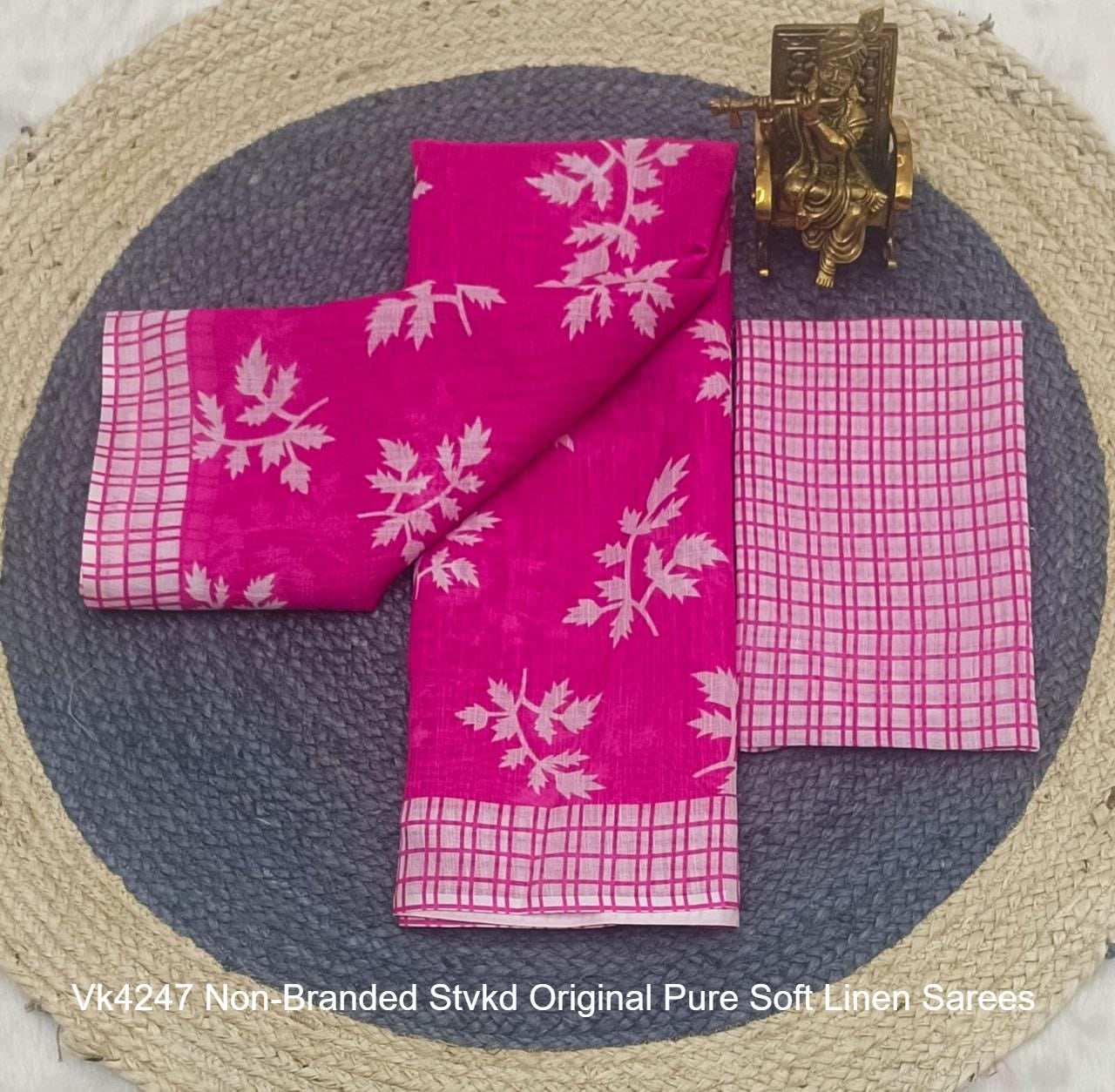 Vk4247 Non-Branded Stvkd Original Pure Soft Linen Sarees