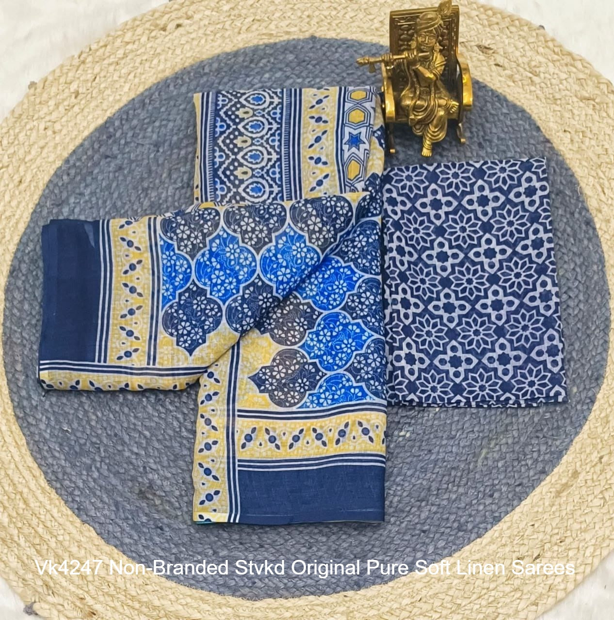 Vk4247 Non-Branded Stvkd Original Pure Soft Linen Sarees