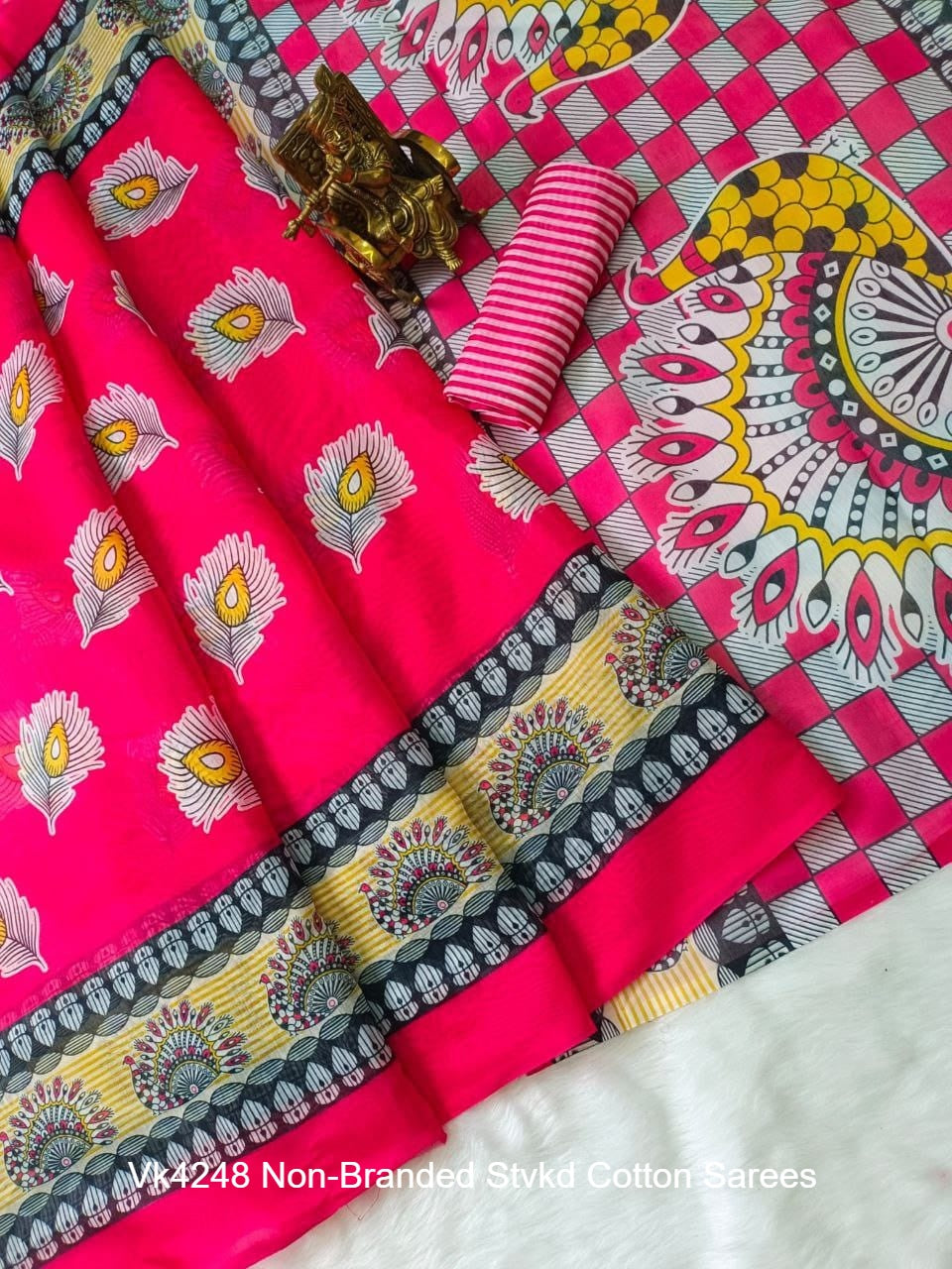 Vk4248 Non-Branded Stvkd Cotton Sarees