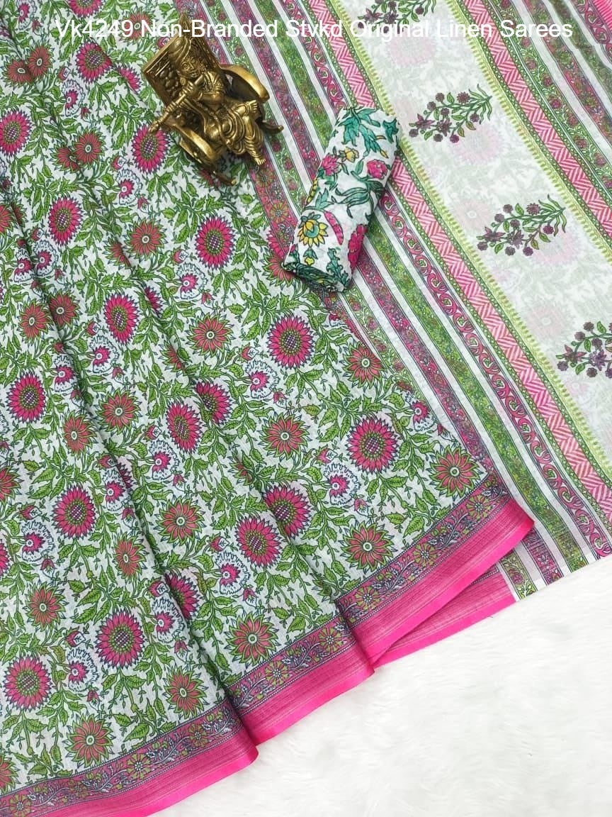 Vk4249 Non-Branded Stvkd Original Linen Sarees