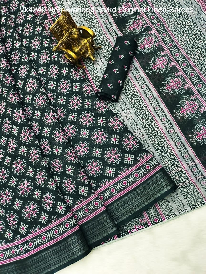 Vk4249 Non-Branded Stvkd Original Linen Sarees