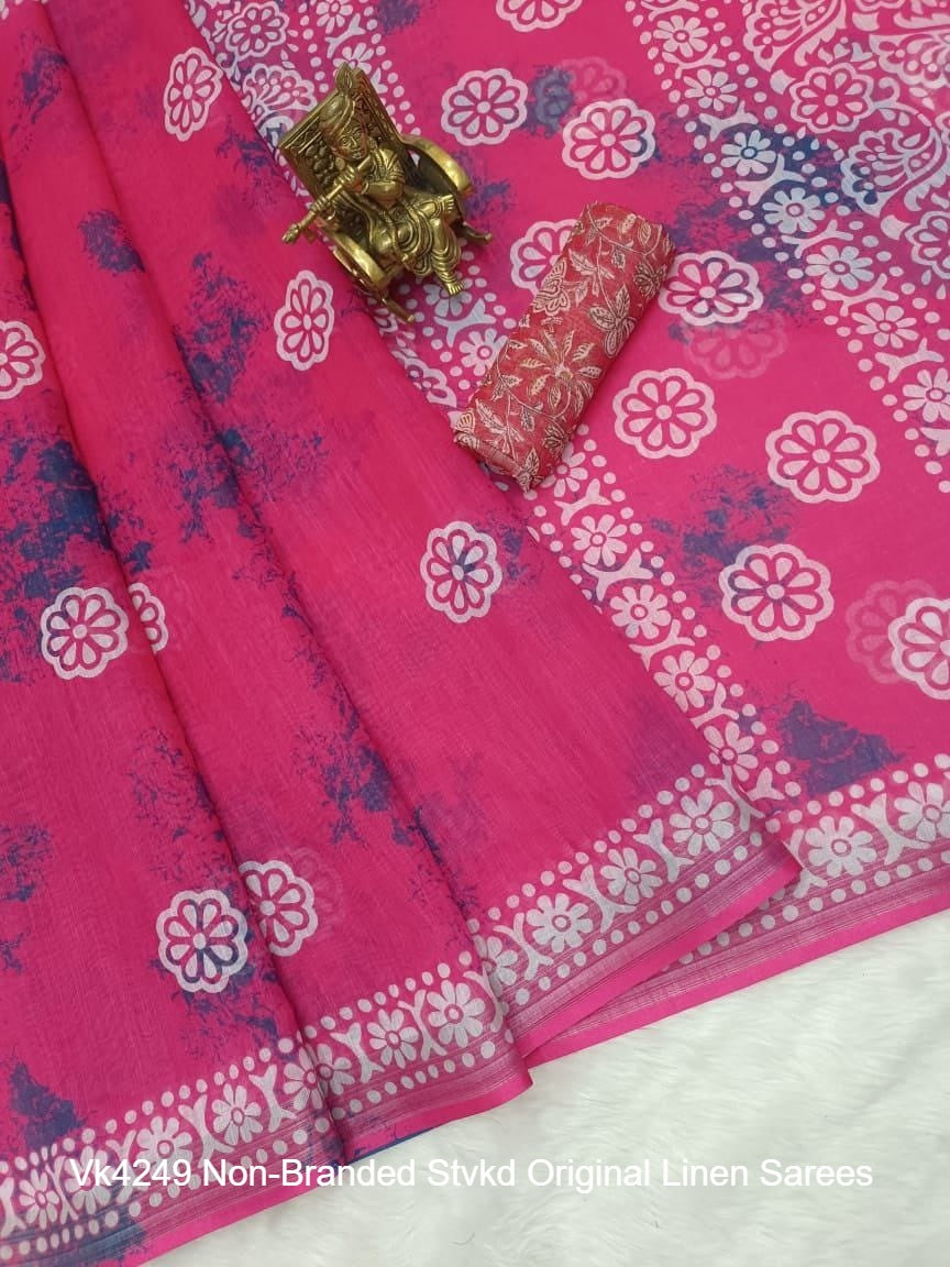 Vk4249 Non-Branded Stvkd Original Linen Sarees